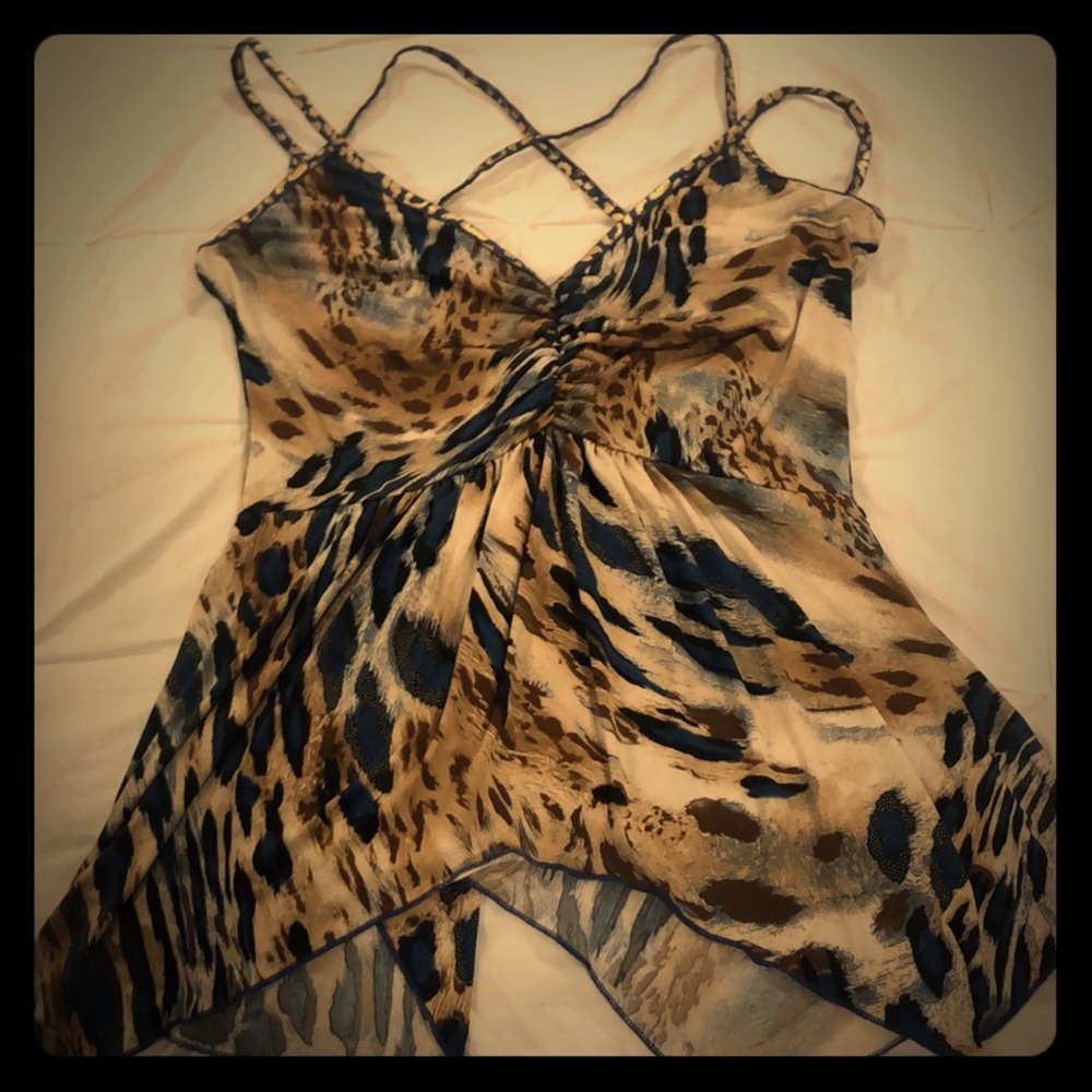 Animal pattern strappy tank top